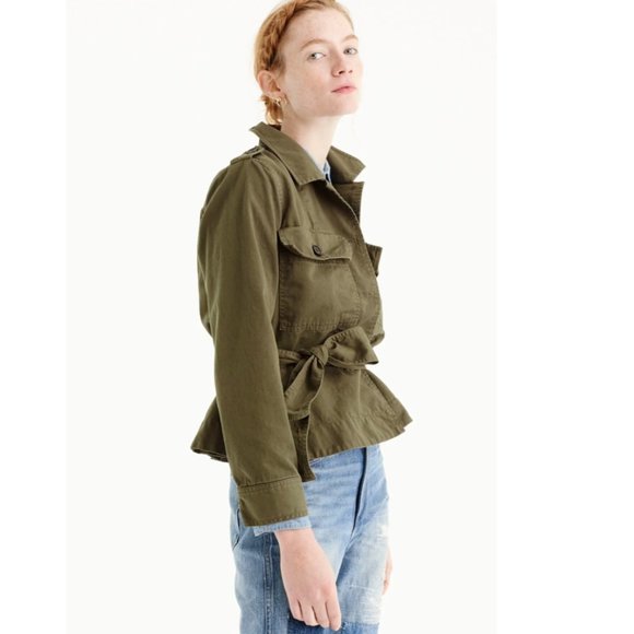 NWOT J.Crew Olive Cropped Fatigue Jacket - Picture 1 of 11